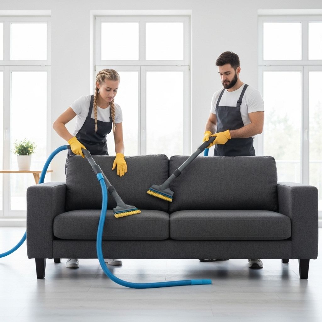 Equipe profissional da Exclusive Clean realizando limpeza de estofados